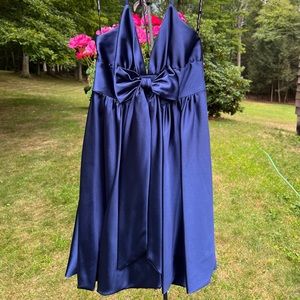 Vintage Navy satin mini dress with bow